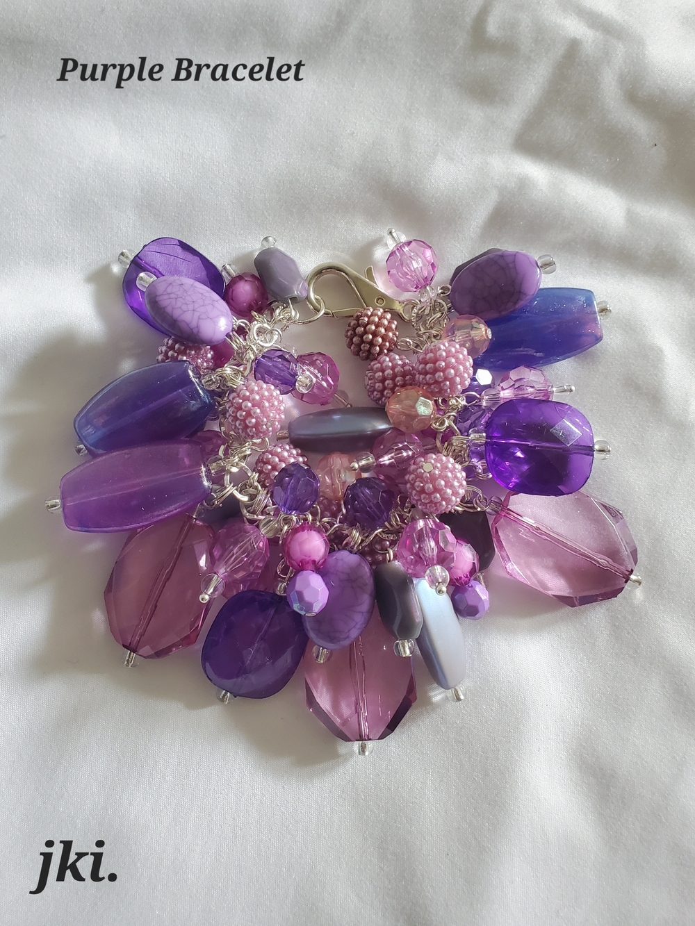 Purple Beaded Cluster Bracelet